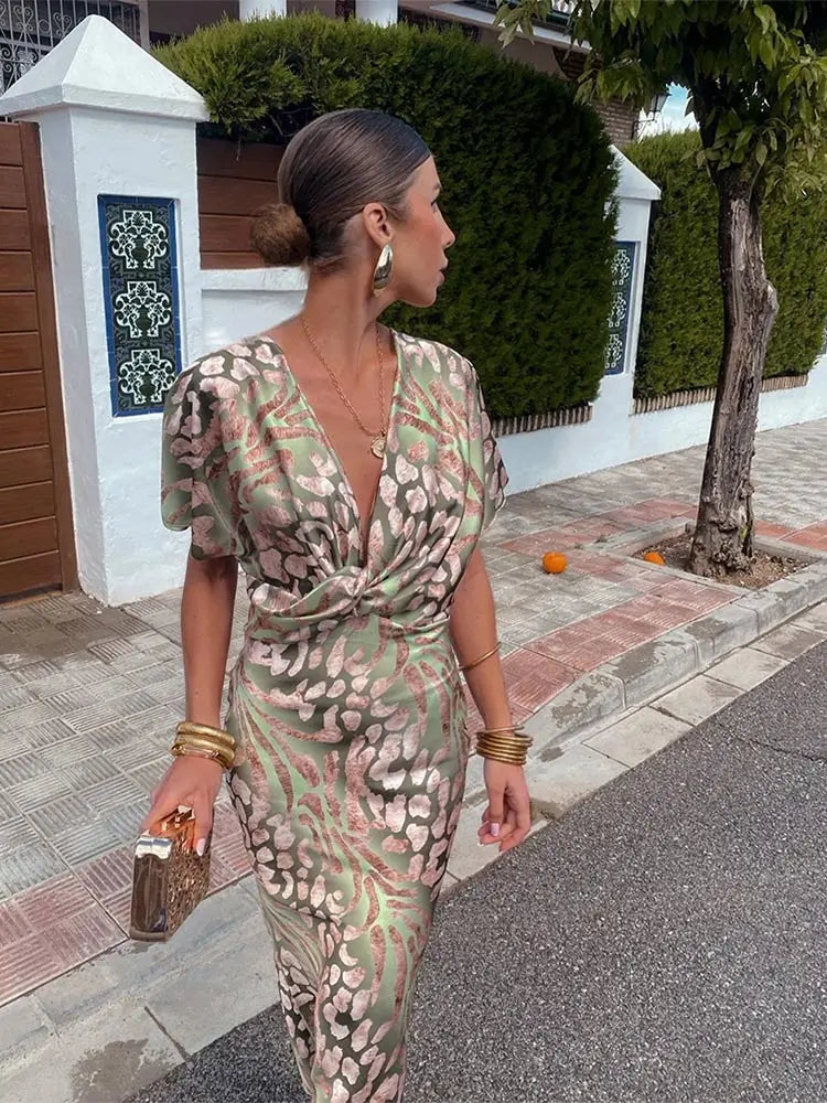 Clara — Vestido Midi Estampado Elegante