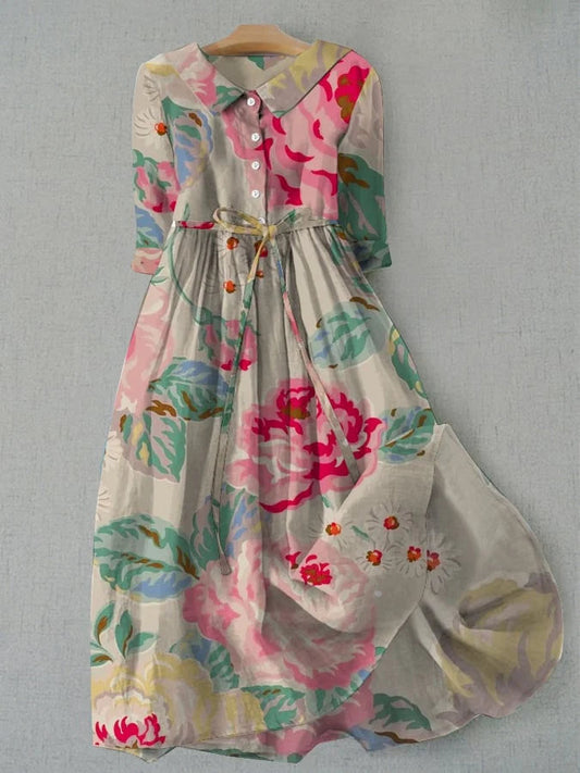Magdalena | Robe Florale Élégante Tons Pastel