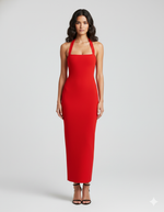 Vestido Maxi Entallado con Cuello Halter