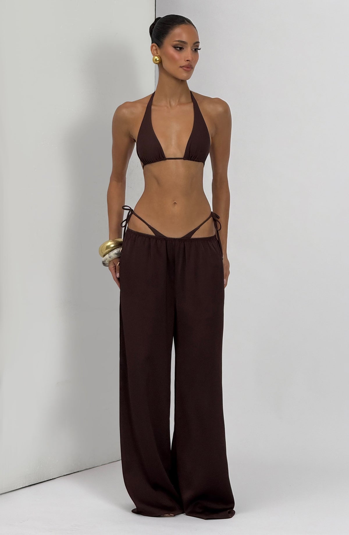 Top de bikini triangular Pietra - marrón ciruela