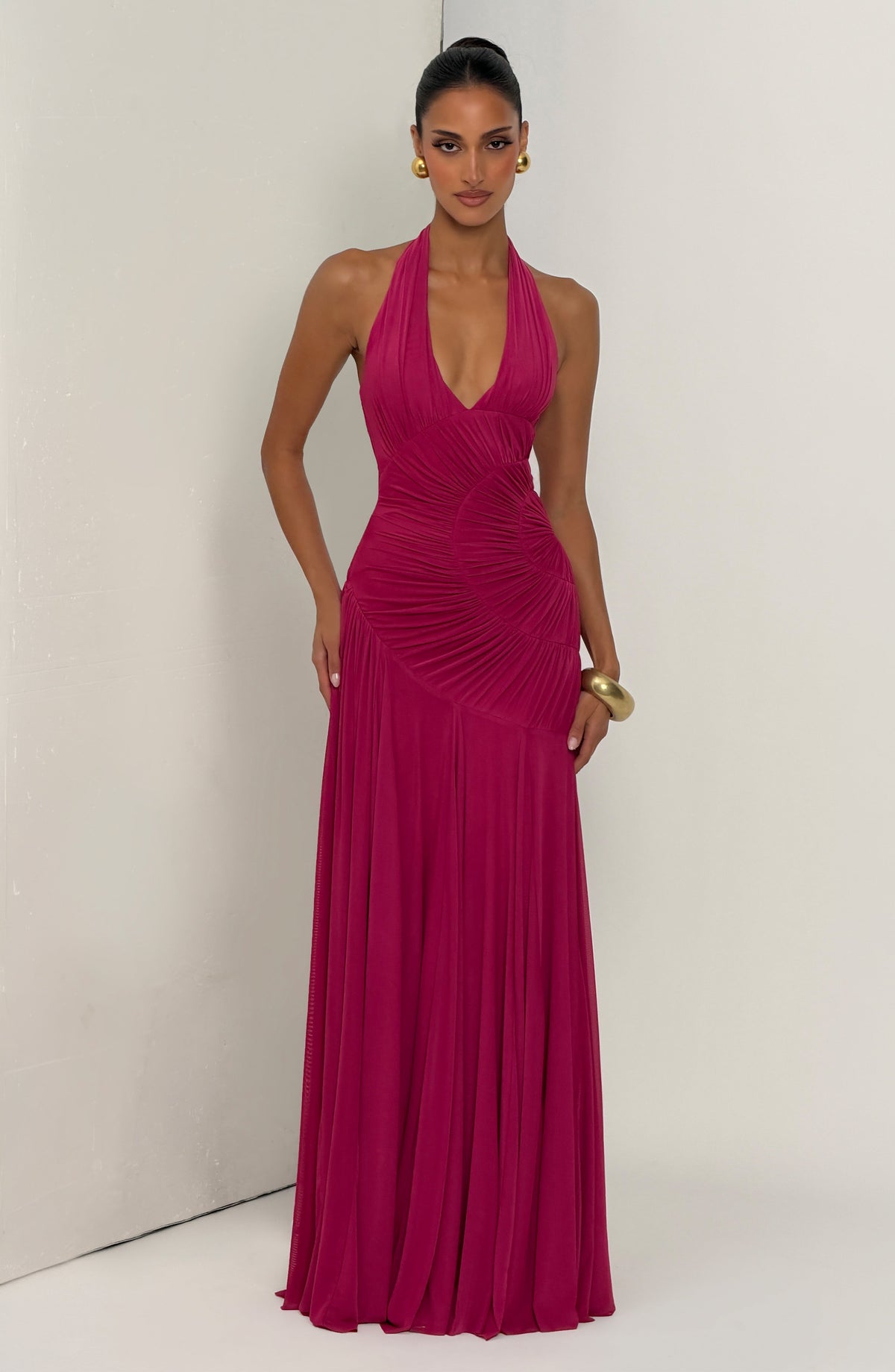 Vestido largo Cova - frambuesa