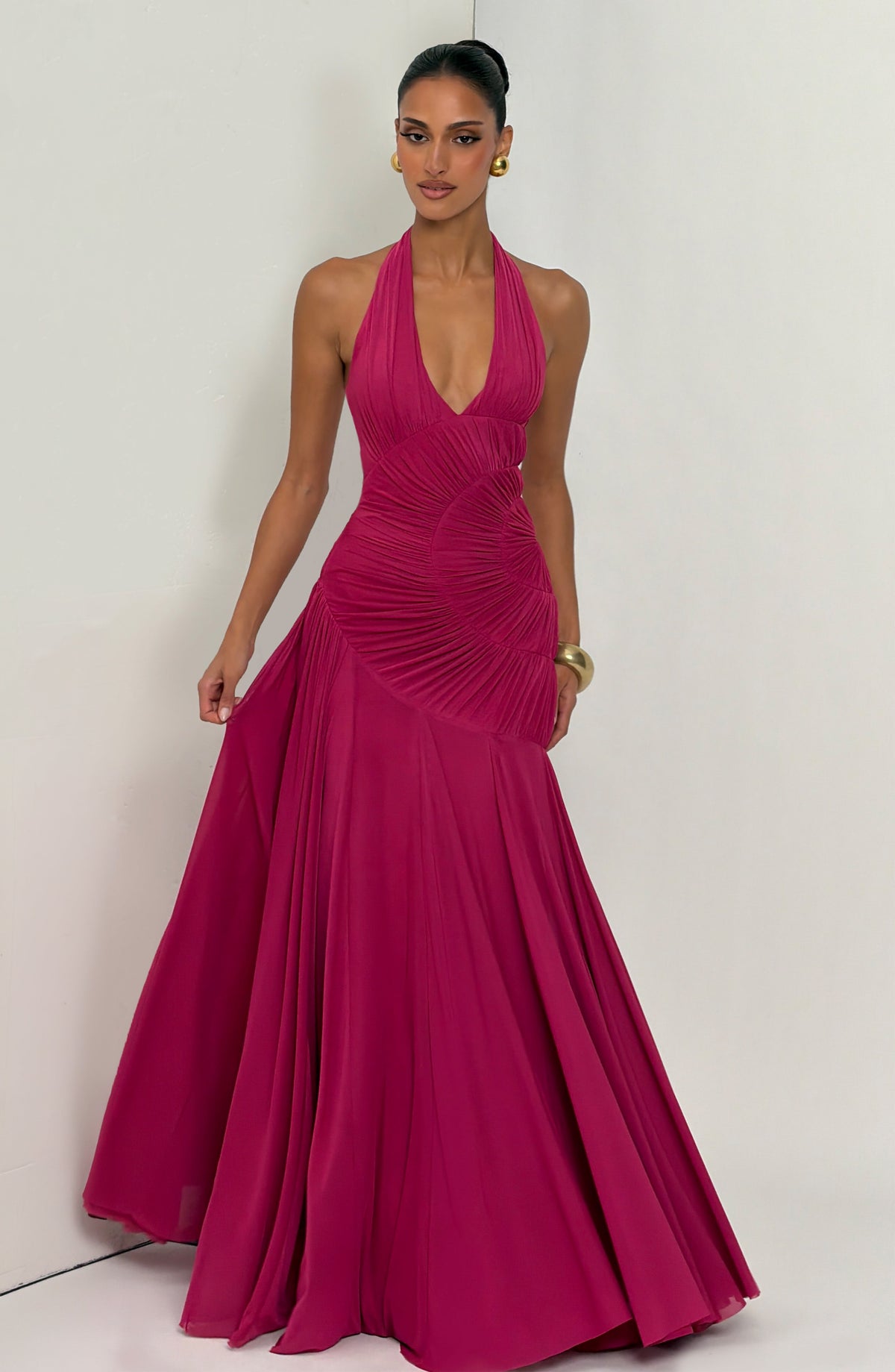 Vestido largo Cova - frambuesa