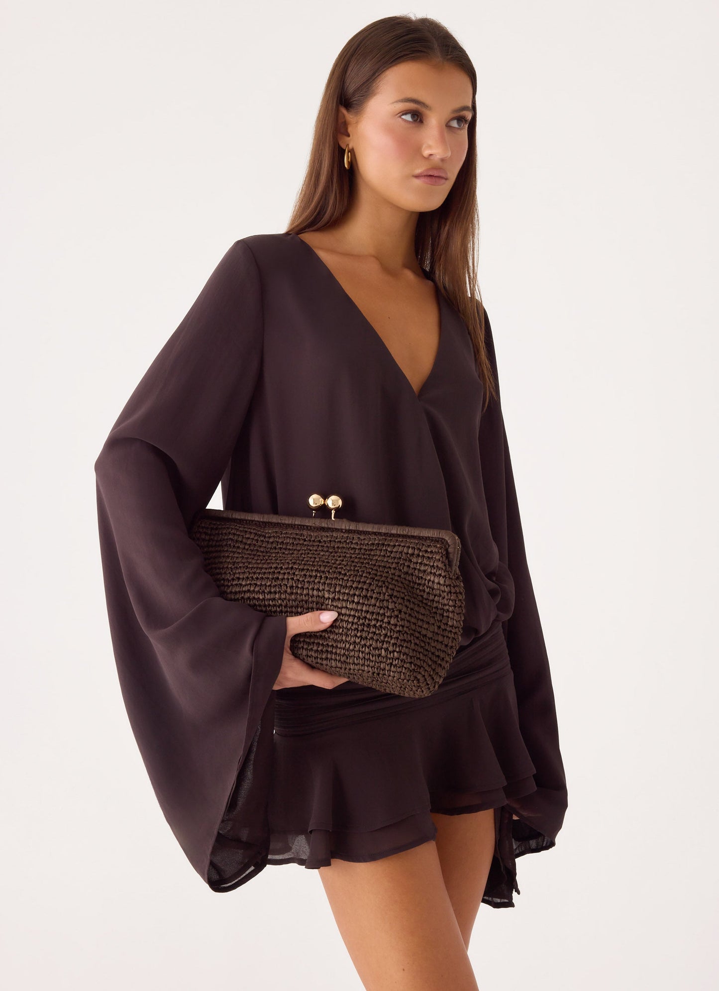 Gia Clutch Bag - Brown