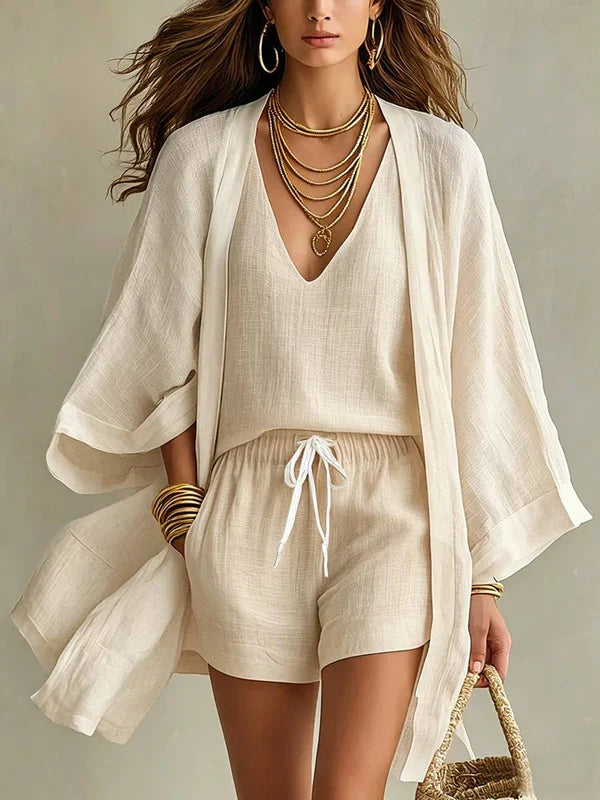 ARIA · CONJUNTO DE LINO DE TRES PIEZAS