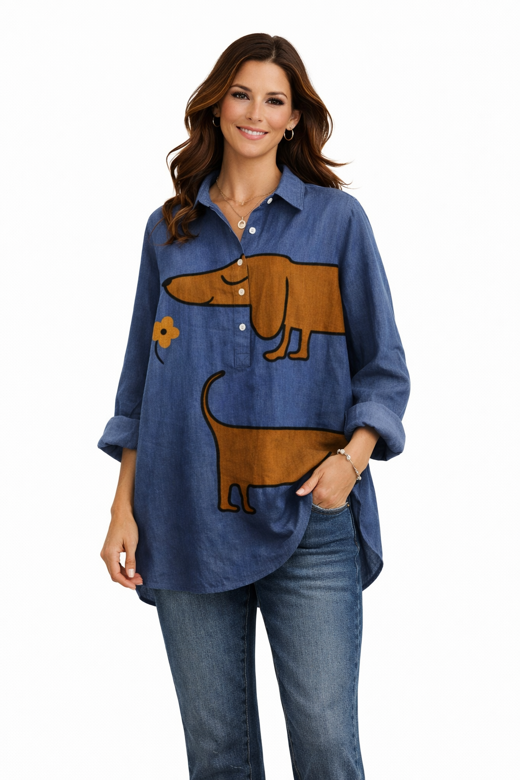 Pamela — Blusa de Lino Oversize Estampada