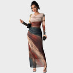 Amélia - Vestido Maxi Ajustado de Manga Larga