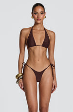 Top de bikini triangular Pietra - marrón ciruela