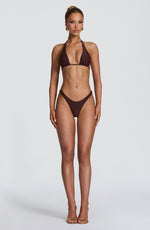 Top de bikini triangular Pietra - marrón ciruela