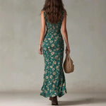 Novelya - Vestido Largo Boho Retro con Mangas de Volantes y Abertura Alta