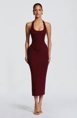 Vestido midi Roberta - rojo cereza lacado
