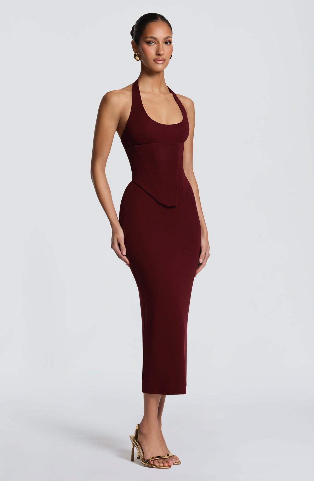 Vestido midi Roberta - rojo cereza lacado