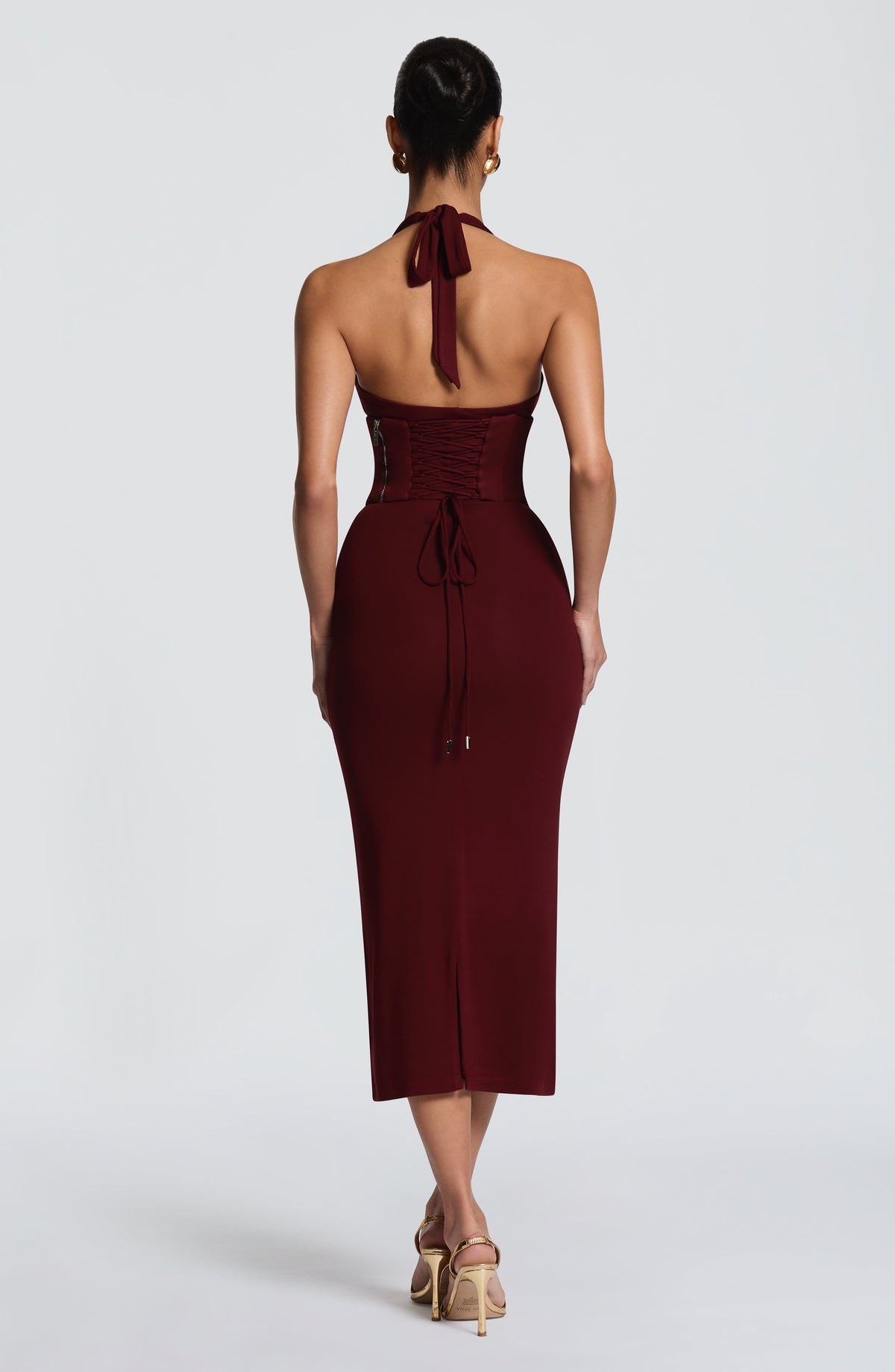 Vestido midi Roberta - rojo cereza lacado