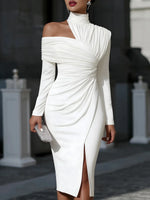 CELIA – Vestido Elegante Asimétrico con Cuello Halter