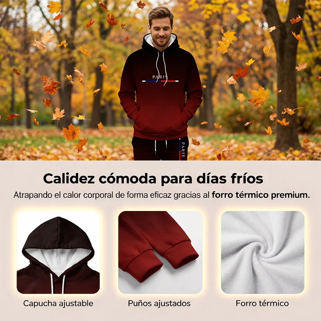 Conjunto Deportivo Degradado para Hombre – Sudadera con Capucha y Pantalón Jogger