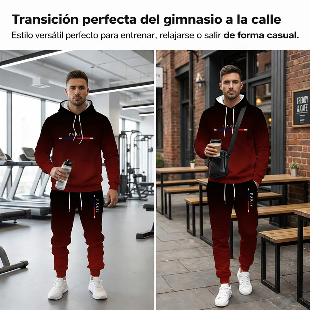 Conjunto Deportivo Degradado para Hombre – Sudadera con Capucha y Pantalón Jogger
