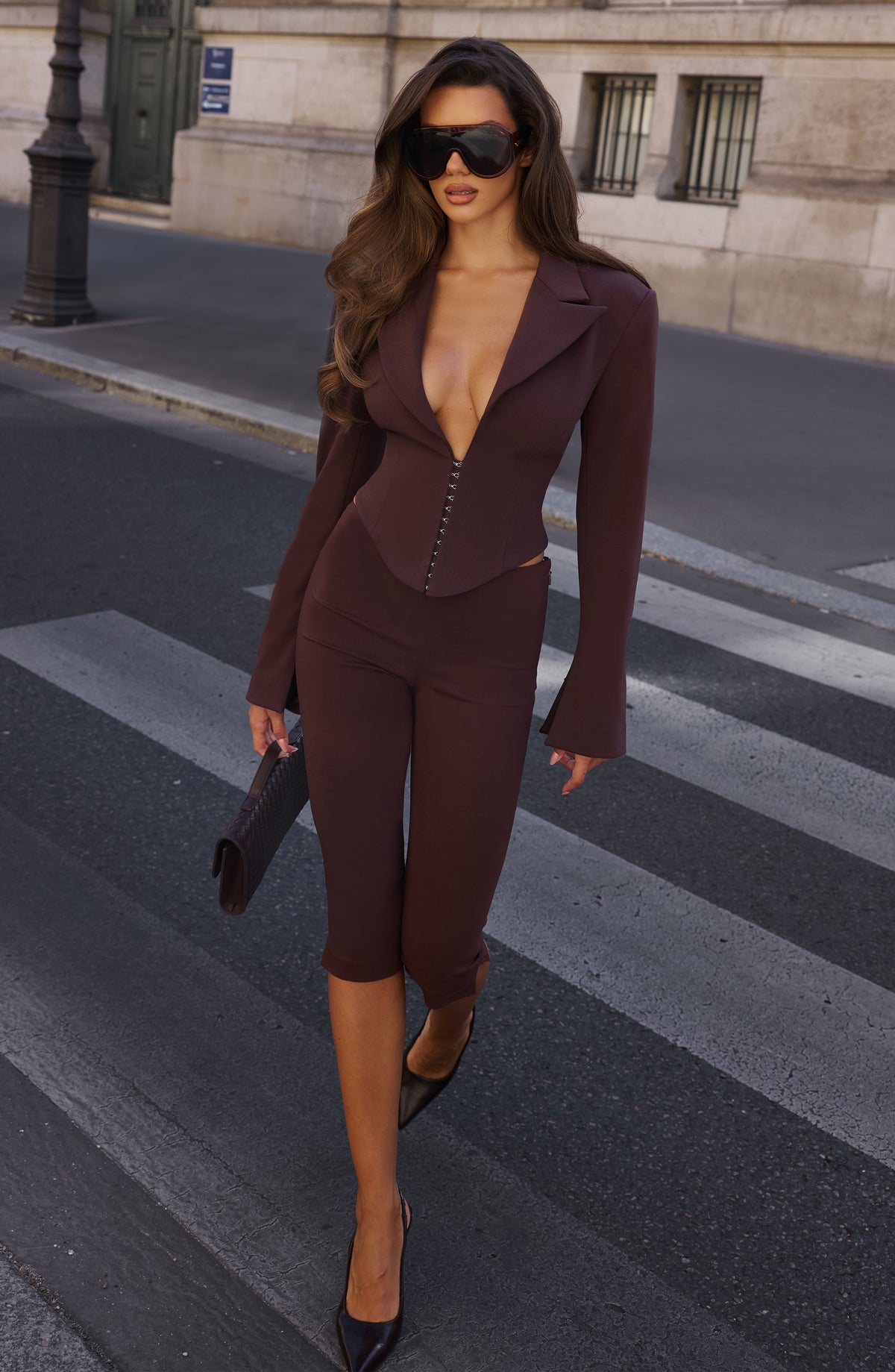Blazer corta Agatha - marrón ciruela