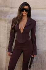 Blazer corta Agatha - marrón ciruela