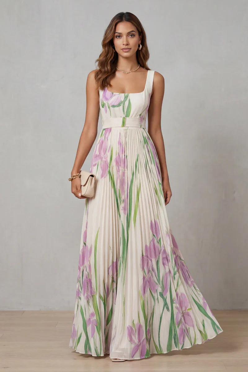 Giulia™ | Vestido Largo Corte A con Estampado Floral
