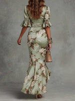 Anastasia | Vestido Largo de Satén con Estampado Floral