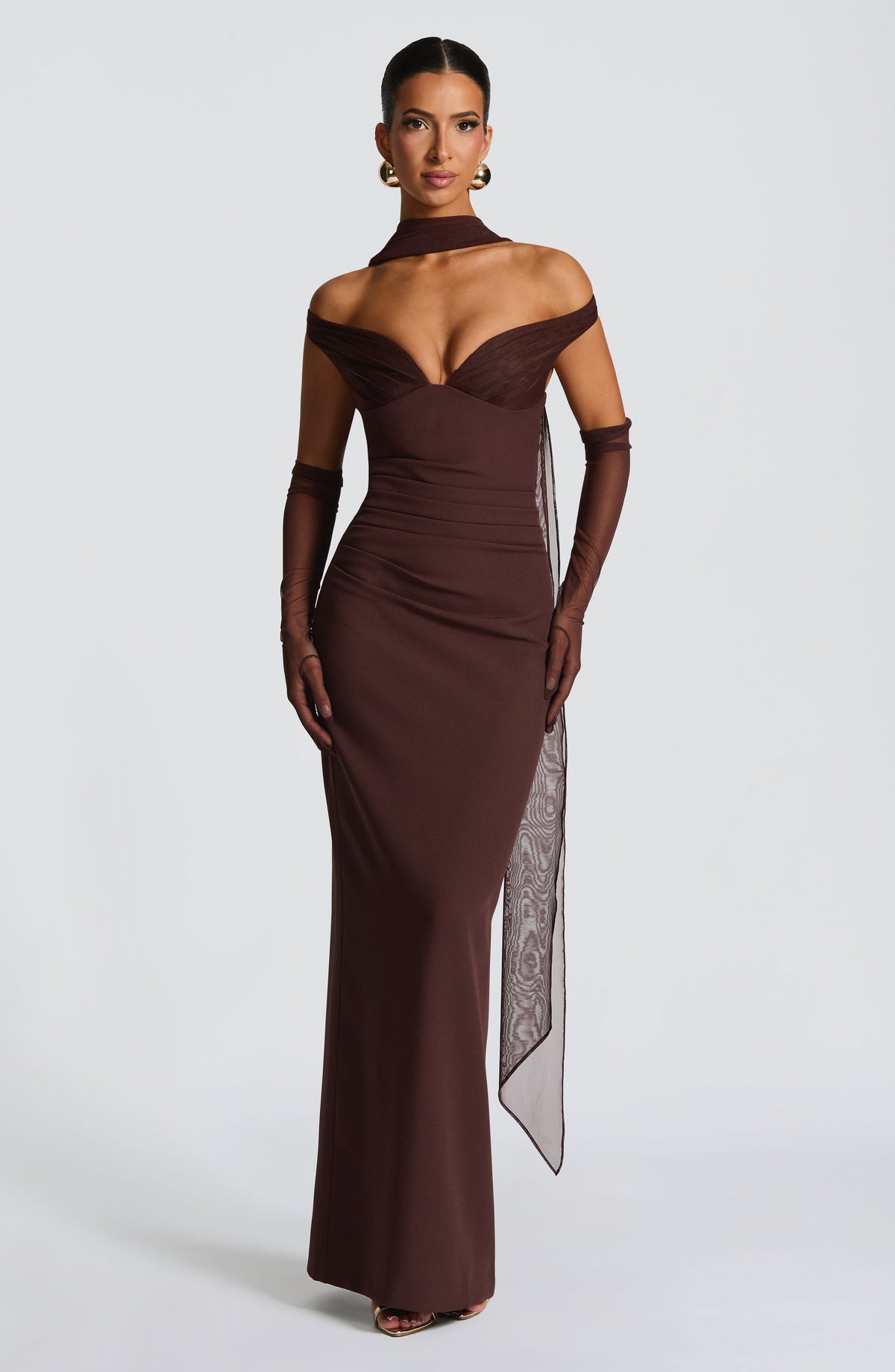 Vestido largo Abigail - marrón ciruela