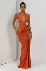 Vestido largo Adele - naranja quemado