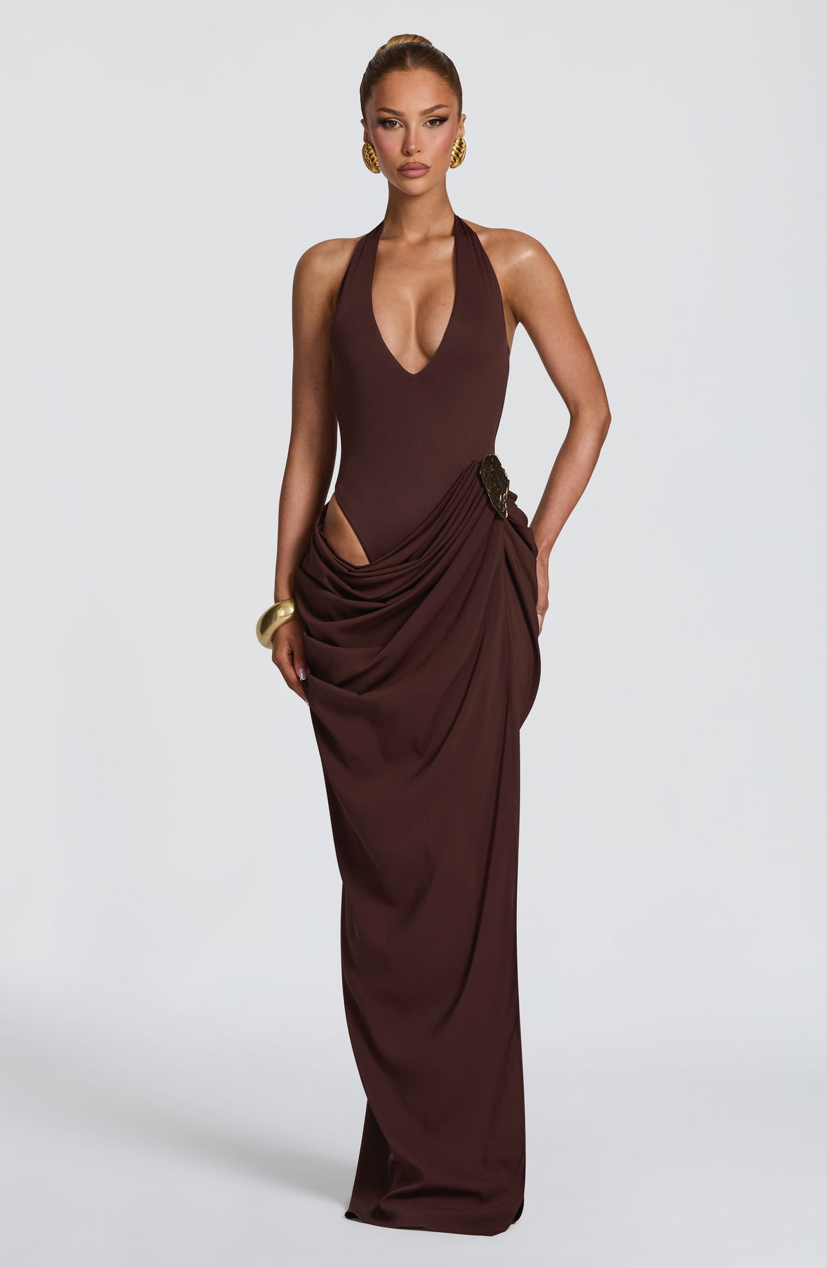 Vestido largo Adele - marrón ciruela