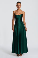 Vestido largo Adelina - verde esmeralda