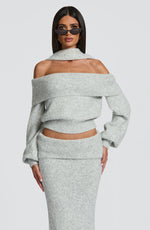 Falda larga Andie - gris claro jaspeado