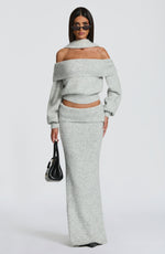 Falda larga Andie - gris claro jaspeado