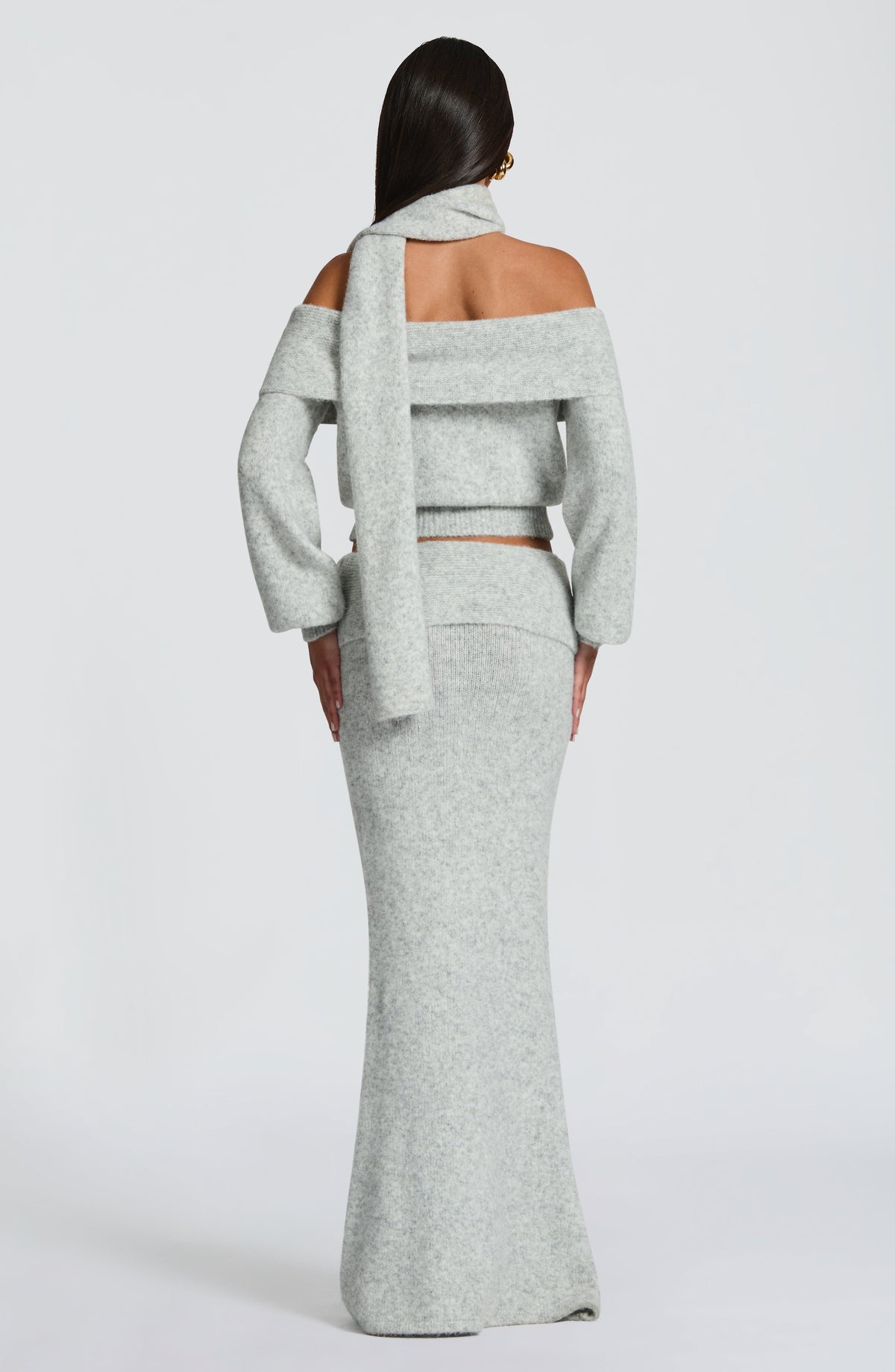Falda larga Andie - gris claro jaspeado