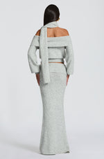 Falda larga Andie - gris claro jaspeado
