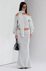Falda larga Andie - gris claro jaspeado