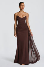 Vestido largo Ashika - marrón ciruela