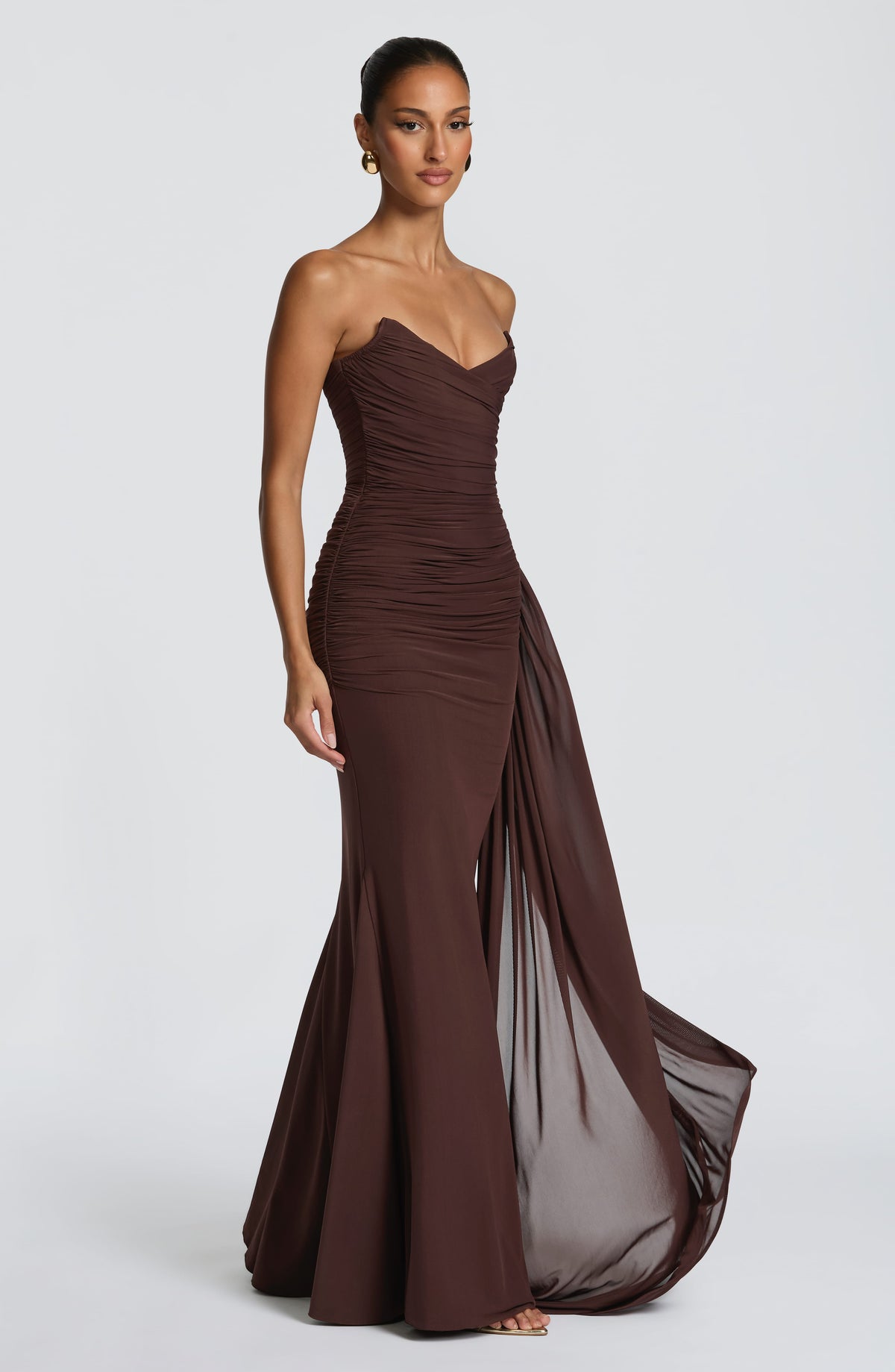 Vestido largo Ashika - marrón ciruela