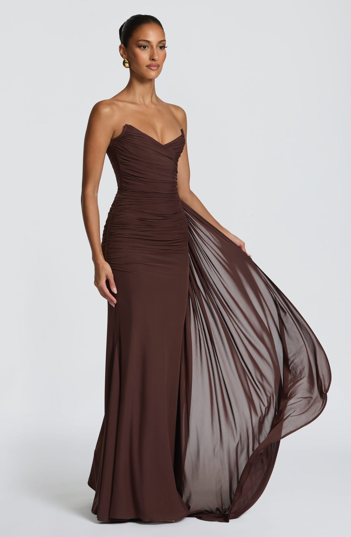 Vestido largo Ashika - marrón ciruela
