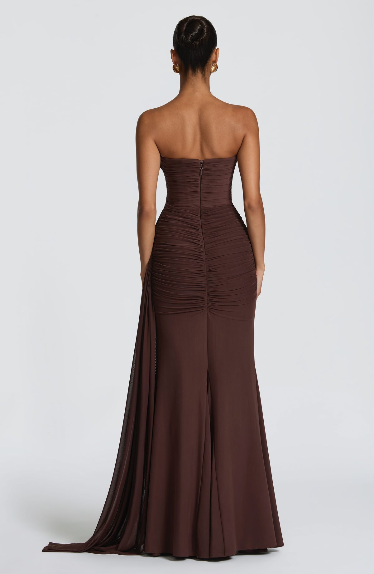 Vestido largo Ashika - marrón ciruela