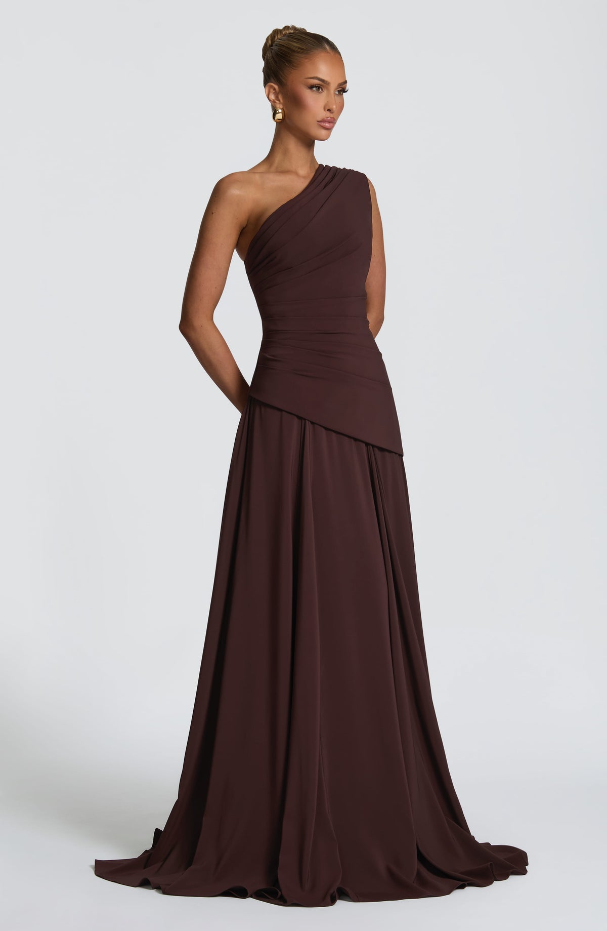 Vestido largo Bianca - marrón ciruela
