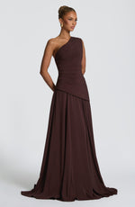 Vestido largo Bianca - marrón ciruela