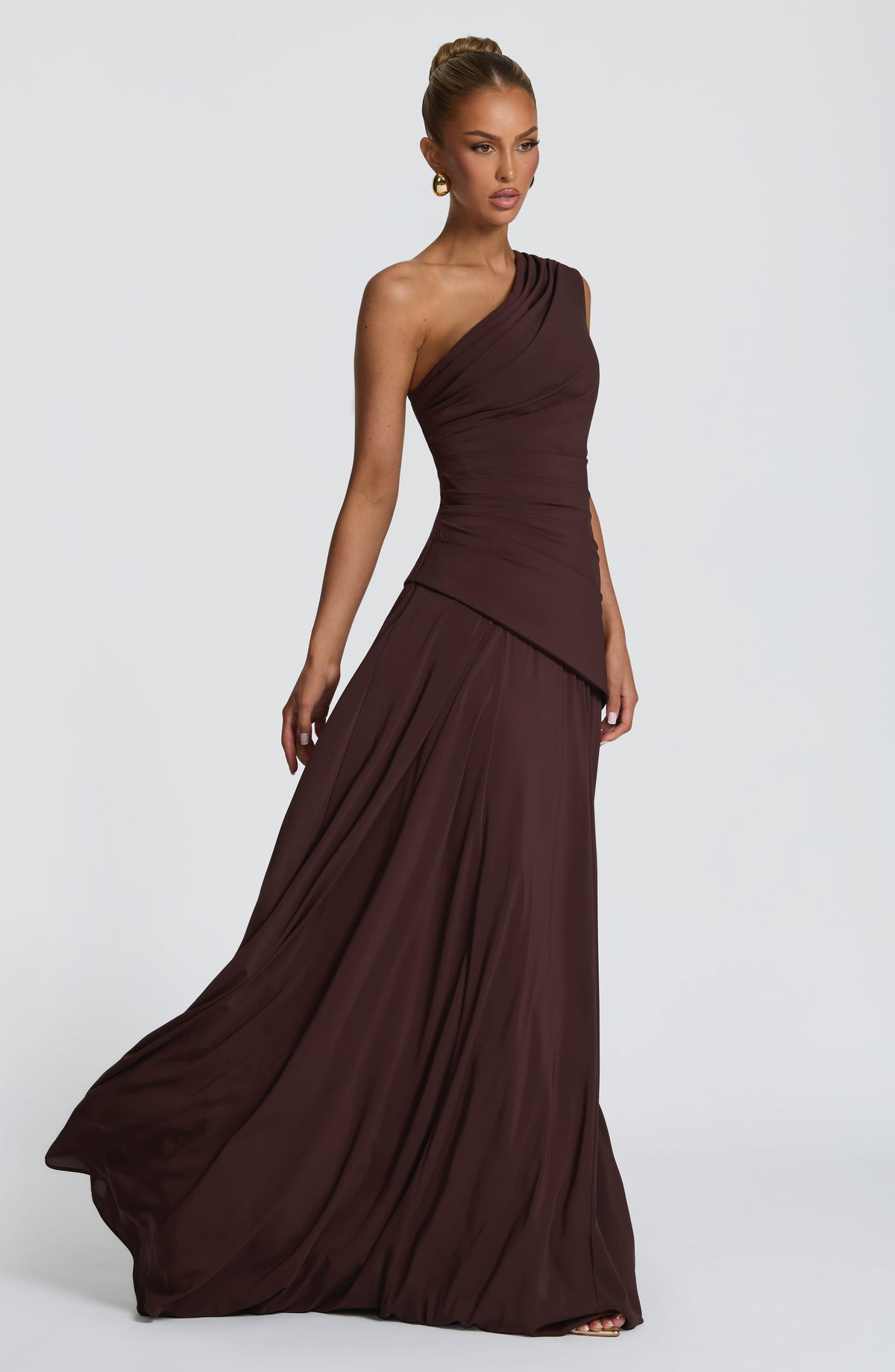 Vestido largo Bianca - marrón ciruela