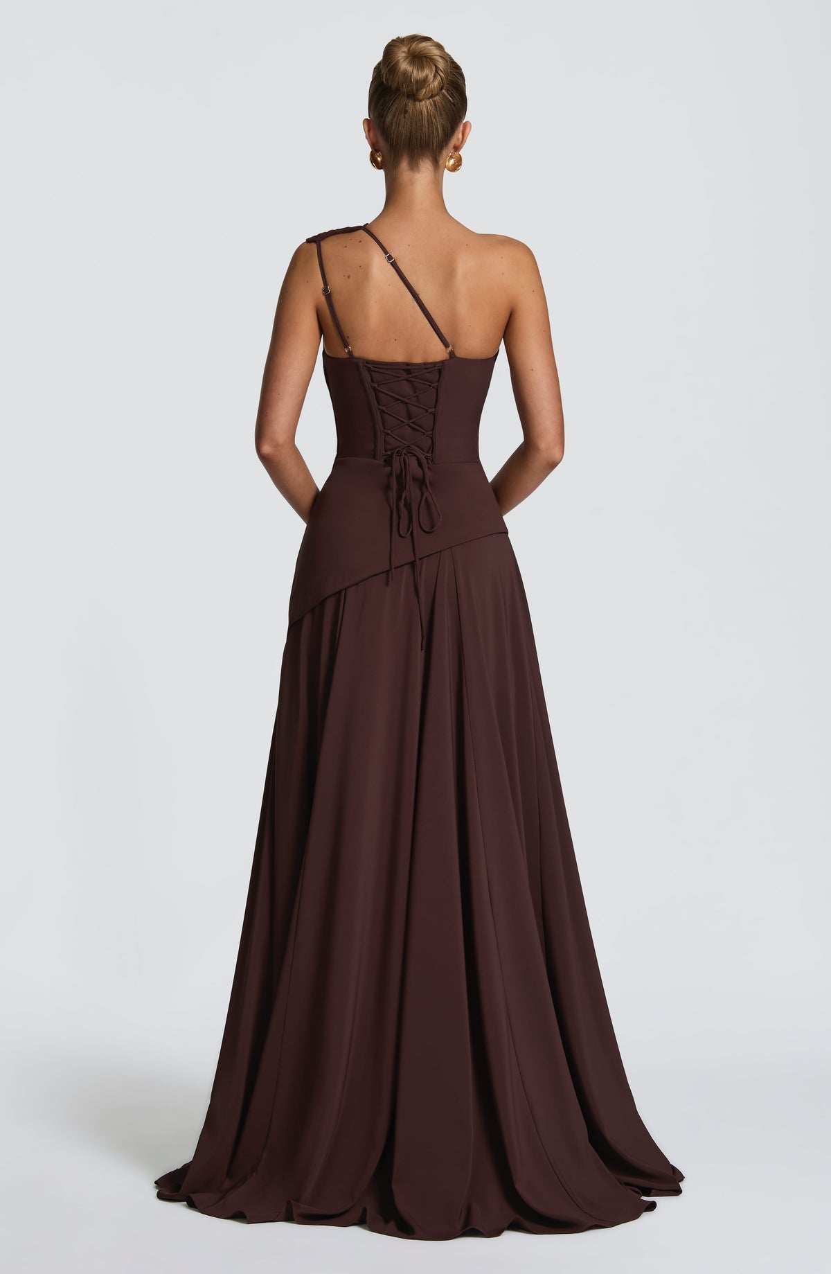 Vestido largo Bianca - marrón ciruela