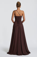 Vestido largo Bianca - marrón ciruela