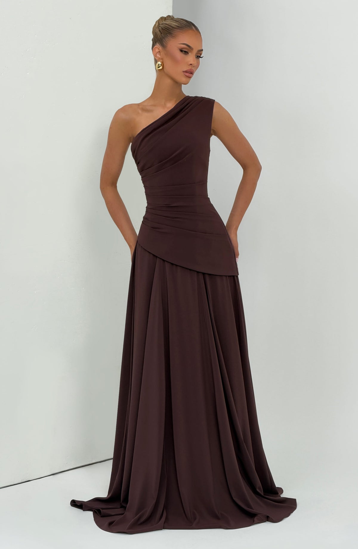 Vestido largo Bianca - marrón ciruela