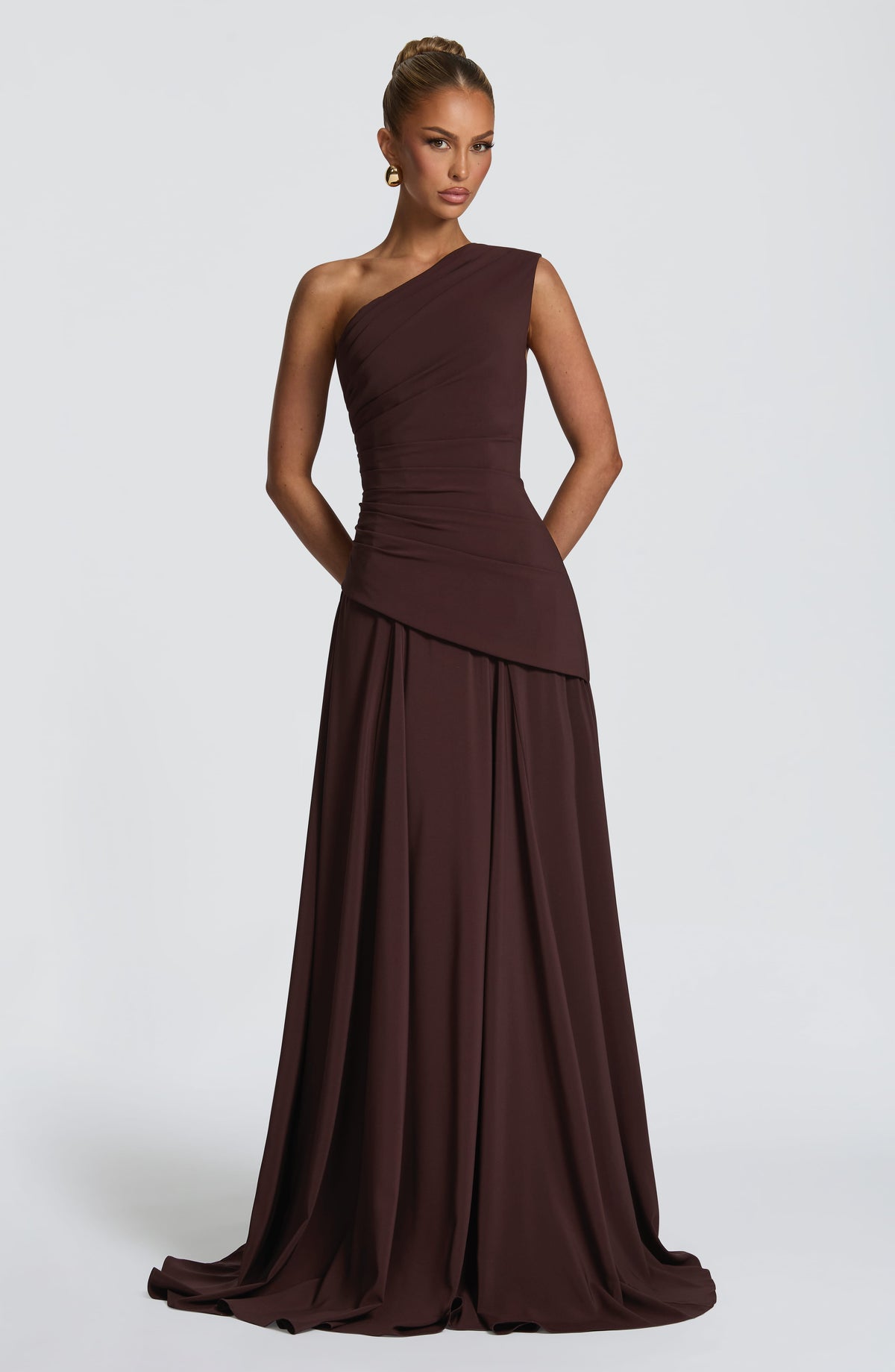 Vestido largo Bianca - marrón ciruela