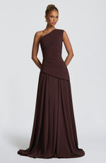 Vestido largo Bianca - marrón ciruela