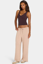 Pantalones ButterCloud™ de Pierna Ancha con Cintura de Lazo en Avena