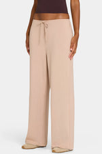 Pantalones ButterCloud™ de Pierna Ancha con Cintura de Lazo en Avena