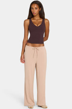 Pantalones ButterCloud™ de Pierna Ancha con Cintura de Lazo en Avena