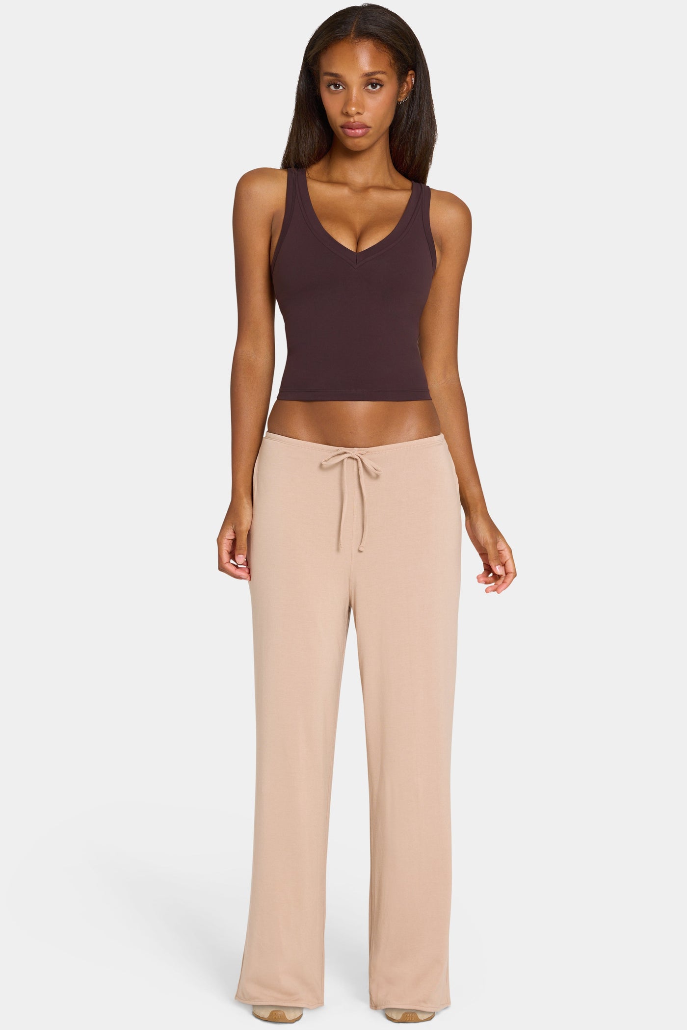 Pantalones ButterCloud™ de Pierna Ancha con Cintura de Lazo en Avena