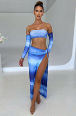 Top Brynn - estampado difuminado azul