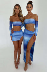 Top Brynn - estampado difuminado azul